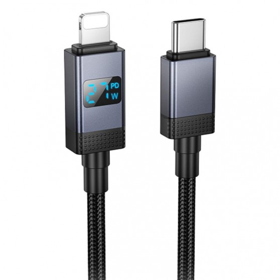Дата кабель Hoco X118 Generic with display Type-C to Lightning 27W (1m) Black