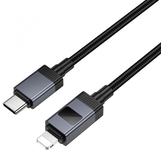 Дата кабель Hoco X118 Generous with display Type-C to Lightning 27W (1m) Black - зображення 3 