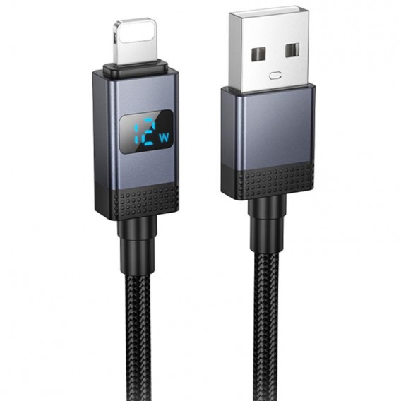 Дата кабель Hoco X118 Generic with display USB to Lightning 2.4A (1m) Black