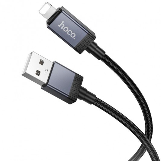 Дата кабель Hoco X118 Generous with display USB to Lightning 2.4A (1m) Black - зображення 1 