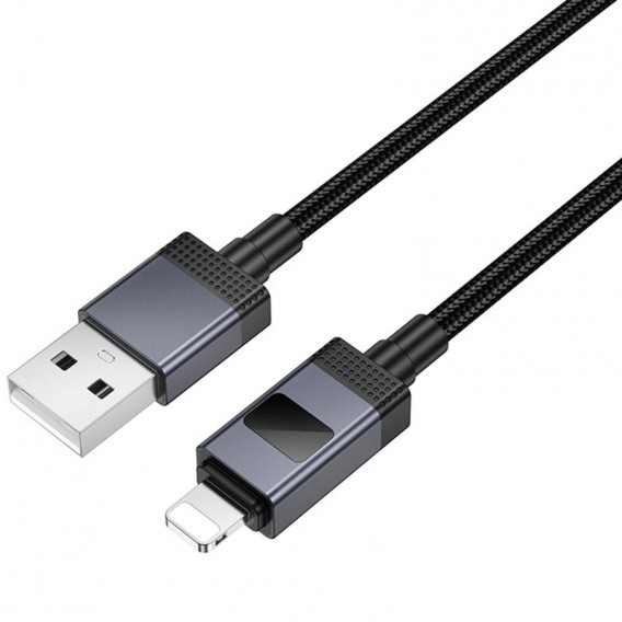 Дата кабель Hoco X118 Generic with display USB to Lightning 2.4A (1m) Black