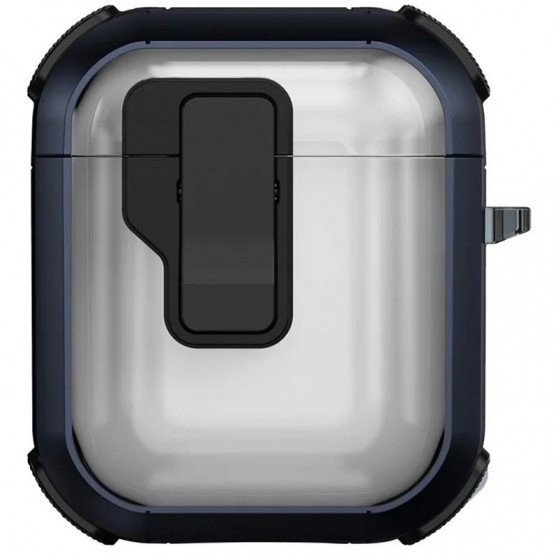 Футляр противоударный Locking Button для наушников Airpods 1/2 Blue