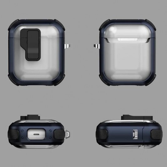 Футляр протиударний Locking Button для навушників Airpods 1/2 Blue - зображення 1 