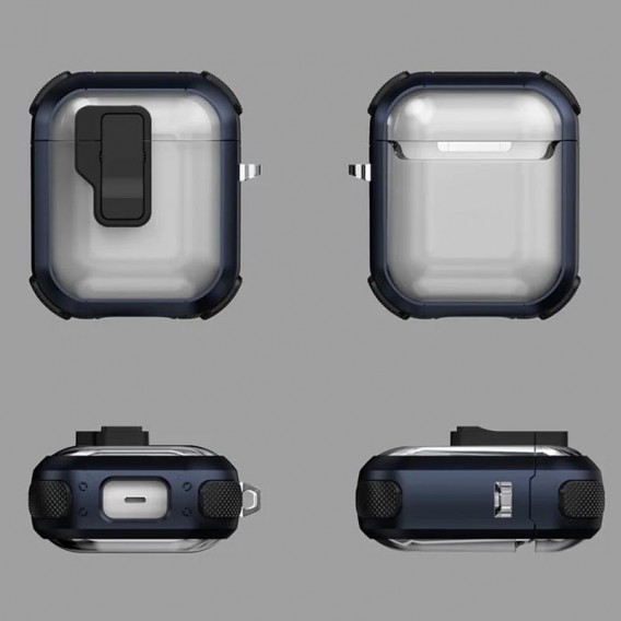 Футляр протиударний Locking Button для навушників Airpods 1/2 Blue