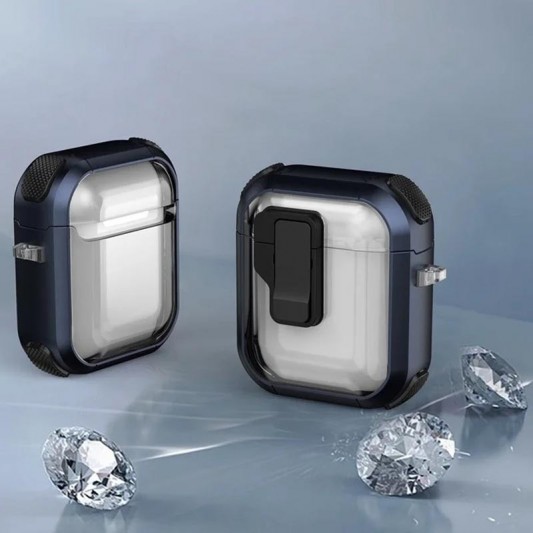 Футляр протиударний Locking Button для навушників Airpods 1/2 Blue - зображення 2 
