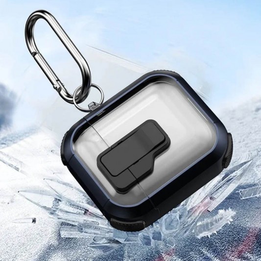 Футляр протиударний Locking Button для навушників Airpods 1/2 Blue - зображення 3 