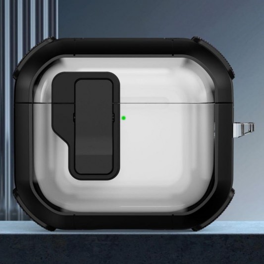Футляр протиударний Locking Button для навушників Airpods 3 Black - зображення 1 