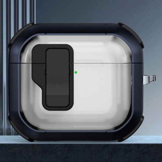 Футляр протиударний Locking Button для навушників Airpods 3 Blue - зображення 1 