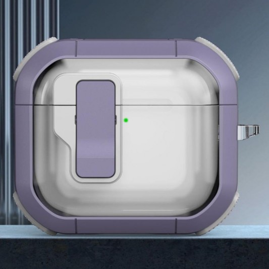 Футляр протиударний Locking Button для навушників Airpods 3 Light Purple - зображення 1 