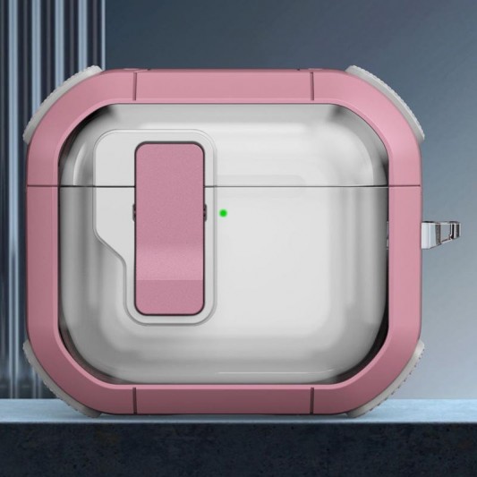 Футляр протиударний Locking Button для навушників Airpods 3 Pink - зображення 1 