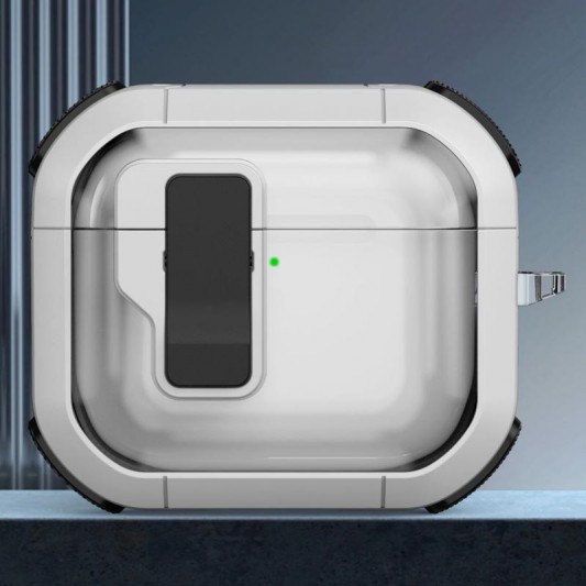 Футляр протиударний Locking Button для навушників Airpods 3 White - зображення 1 