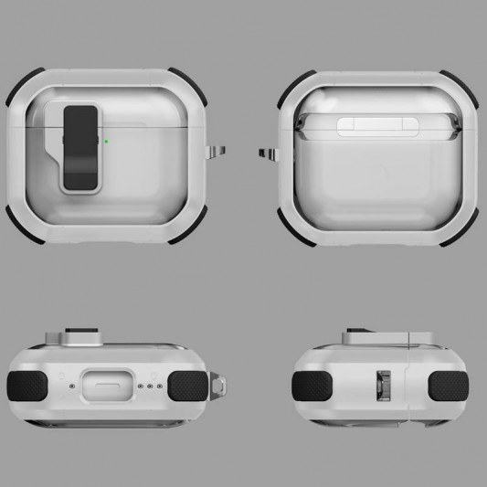 Футляр протиударний Locking Button для навушників Airpods 3 White - зображення 2 