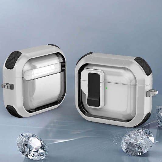 Футляр протиударний Locking Button для навушників Airpods 3 White - зображення 3 
