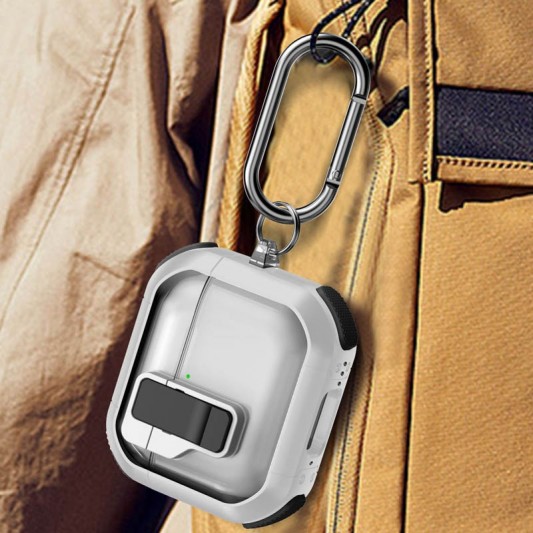 Футляр протиударний Locking Button для навушників Airpods 3 White - зображення 5 