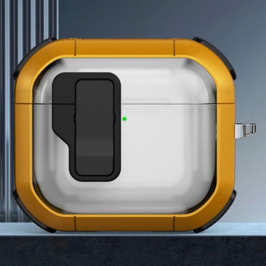 Футляр протиударний Locking Button для навушників Airpods 4 Yellow - зображення 1 