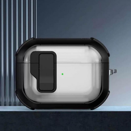 Футляр протиударний Locking Button для навушників Airpods Pro Black - зображення 1 