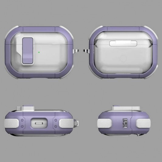 Футляр протиударний Locking Button для навушників Airpods Pro Light Purple - зображення 2 