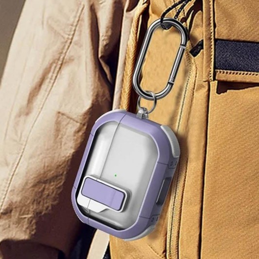 Футляр протиударний Locking Button для навушників Airpods Pro Light Purple - зображення 5 