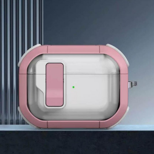 Футляр протиударний Locking Button для навушників Airpods Pro 2 / Pro Pink - зображення 1 