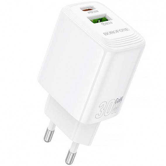 Блок живлення Borofone BN29 Fuente PD30W+QC3.0 (1USB-A/1C) White