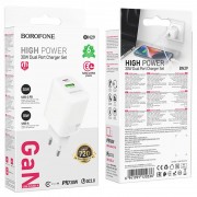 МЗП Borofone BN29 Fuente PD30W+QC3.0 (1USB-A/1C) White