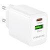 Блок питания Borofone BN27 Fuente PD20W+QC3.0 (1USB-A/1C) White