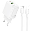Блок живлення Borofone BN29 Fuente PD30W+QC3.0 (1USB-A/1C) + кабель Type-C to Lightning White