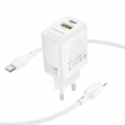 МЗП Borofone BN29 Fuente PD30W+QC3.0 (1USB-A/1C) + кабель Type-C to Lightning White