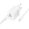 Блок живлення Borofone BN29 Fuente PD30W+QC3.0 (1USB-A/1C) + кабель Type-C to Lightning White
