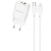 Блок питания Borofone BN14 Royal PD30W+QC3.0 (1USB-A/1C) + кабель Type-C to Lightning White