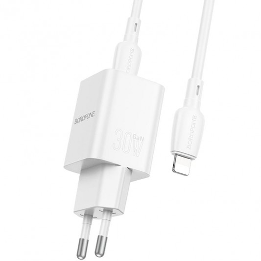 МЗП Borofone BN14 Royal PD30W+QC3.0 (1USB-A/1C) + кабель Type-C to Lightning White - зображення 2 