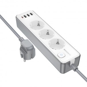 Подовжувач Borofone BAC9 Power PD20W (3USB-A/1C/3xSocket) (2m) White Подовжувач Borofone BAC9 Power PD20W (3USB-A/1C/3xSocket) (2m) White
