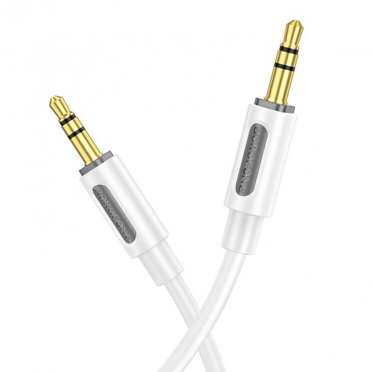Аудіо кабель Aux Borofone BL20 True sound silicone (1m) White - зображення 2 