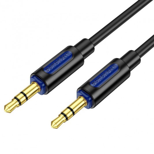 Аудіо кабель Aux Borofone BL20 True sound silicone (1m) Black - зображення 1 