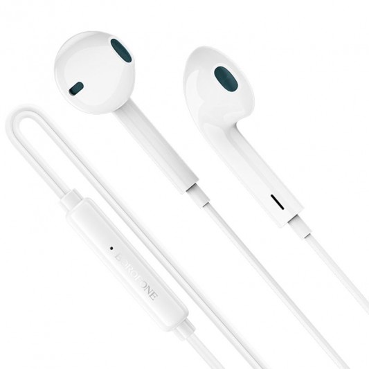 Навушники Borofone BM100 Fuente universal with microphone (3.5mm/1.2m) White - зображення 1 