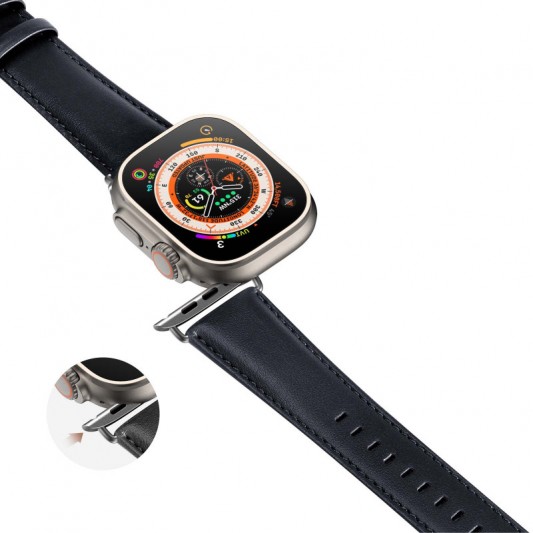 Ремінець Dux Ducis Leather Strap Classic для Apple Watch 42(ser.1-3)/44/45/46/49mm Black - зображення 2 