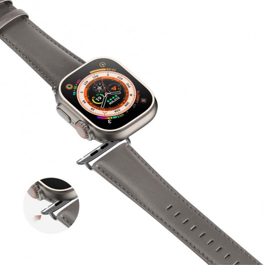 Ремінець Dux Ducis Leather Strap Classic для Apple Watch 42(ser.1-3)/44/45/46/49mm Grey - зображення 2 