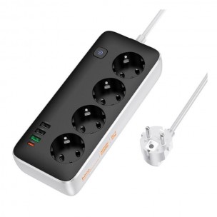 Удлинитель Hoco AC22 Sunlight (PD30W/1C/3A/4xSocket) (3m) Black