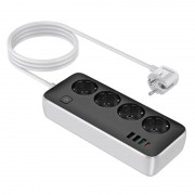 Подовжувач Hoco AC22 Sunlight (PD30W/1C/3A/4xSocket) (3m) Black