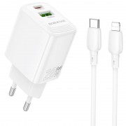 МЗП Borofone BN27 Fuente PD20W+QC3.0 (1USB-A/1C) + кабель Type-C to Lightning White