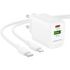 Блок питания Borofone BN27 Fuente PD20W+QC3.0 (1USB-A/1C) + кабель Type-C to Lightning White