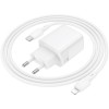 Блок питания Borofone BN27 Fuente PD20W+QC3.0 (1USB-A/1C) + кабель Type-C to Lightning White