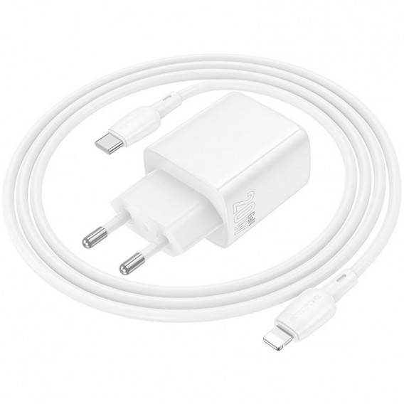 Блок питания Borofone BN27 Fuente PD20W+QC3.0 (1USB-A/1C) + кабель Type-C to Lightning White