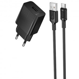 Блок живлення Borofone BAS71A Source 10.5W (1USB-A) + кабель USB to Type-C Black