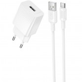 Блок живлення Borofone BAS71A Source 10.5W (1USB-A) + кабель USB to Type-C White Блок живлення Borofone BAS71A Source 10.5W (1USB-A) + кабель USB to Type-C White