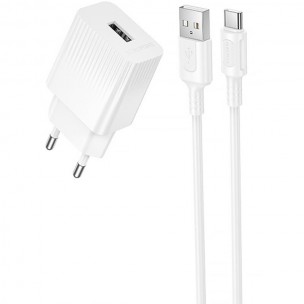 Блок питания Borofone BAS71A Source 10.5W (1USB-A) + кабель USB to Type-C White