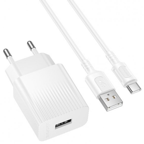 Блок живлення Borofone BAS71A Source 10.5W (1USB-A) + кабель USB to Type-C White