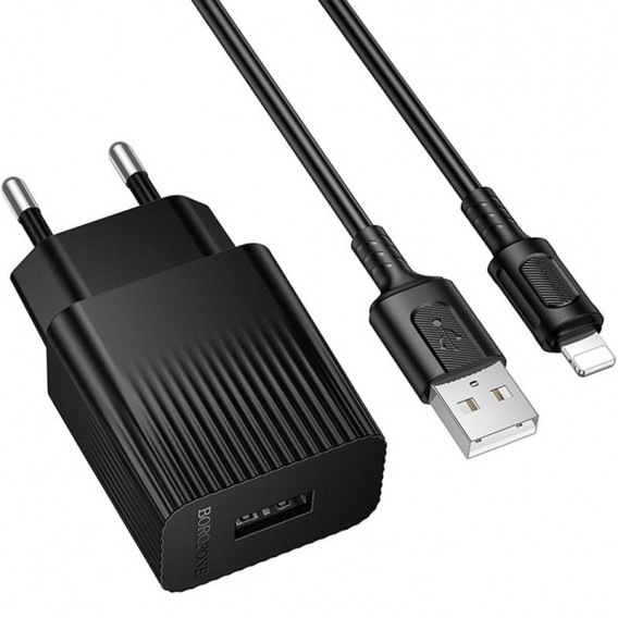 Блок живлення Borofone BAS71A Source 10.5W (1USB-A) + кабель USB to Lightning Black