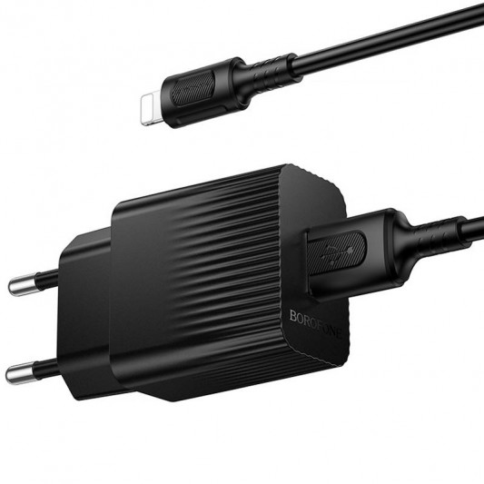 МЗП Borofone BAS71A Source 10.5W (1USB-A) + кабель USB to Lightning Black - зображення 2 