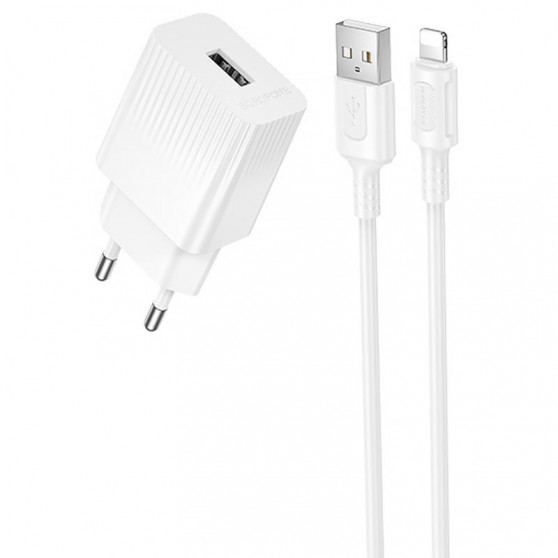 МЗП Borofone BAS71A Source 10.5W (1USB-A) + кабель USB to Lightning White